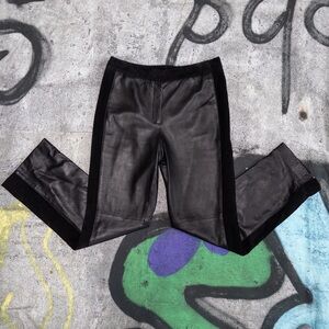 Leather & Suede Panel Noir Black Straight Leg Pants